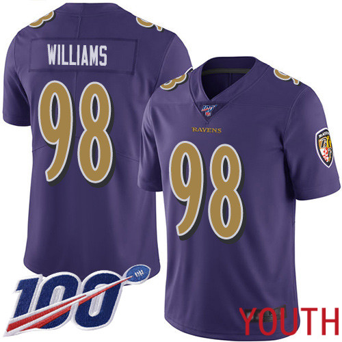 Baltimore Ravens Limited Purple Youth Brandon Williams Jersey NFL Football #98 100th Season Rush Vapor Untouchable